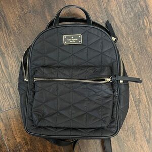 kate spade Black Quilted Mini Backpack with Gold Hardware
